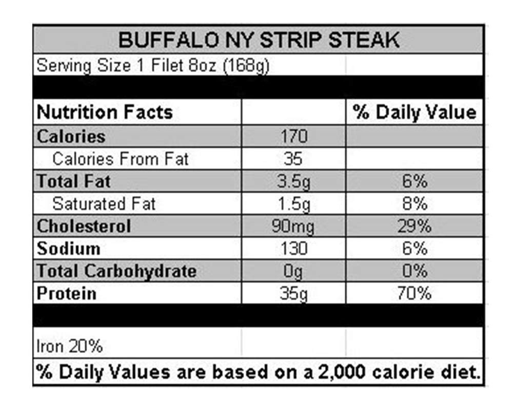 Bison New York Strip Steak 6-10 oz (6 count)