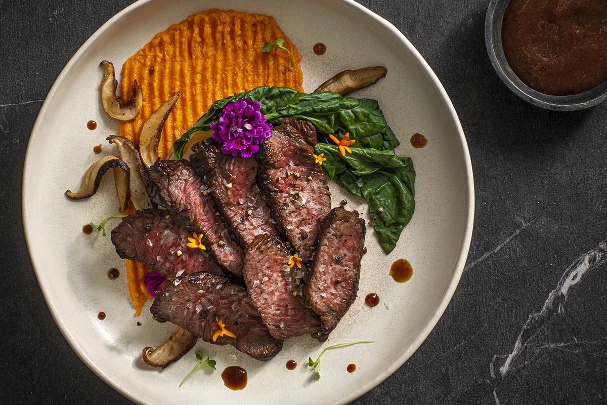 Teriyaki TenderBison Sirloin with Sweet Potato and Bok Choy